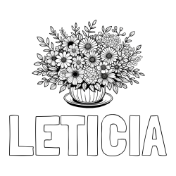 Online Created Coloring Page - LETICIA Coloring Page and Beautiful Bouquet of Flowers Coloring Page