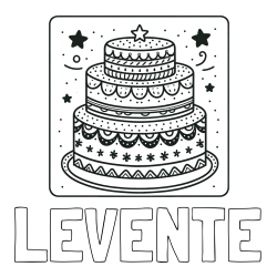 Online Created Coloring Page - LEVENTE Coloring Page and Big Cake Coloring Page