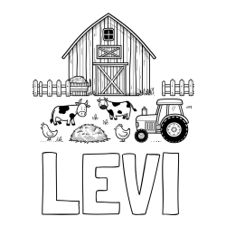 LEVI Coloring Page and Kids Farm Coloring Page