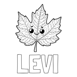 LEVI Coloring Page and Smiling Leaf Coloring Page for Kids