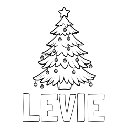 LEVIE Coloring Page and Christmas Tree with Star and Ornaments Coloring Page