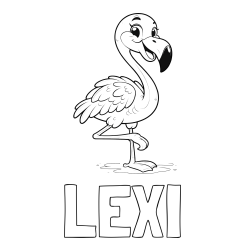 Online Created Coloring Page - LEXI Coloring Page and Coloring Page of a Cute Smiling Flamingo
