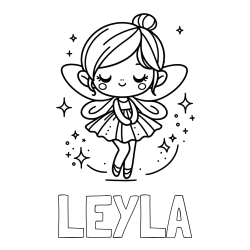 Online Created Coloring Page - LEYLA Coloring Page and Children's Coloring Page of a Magical Fairy