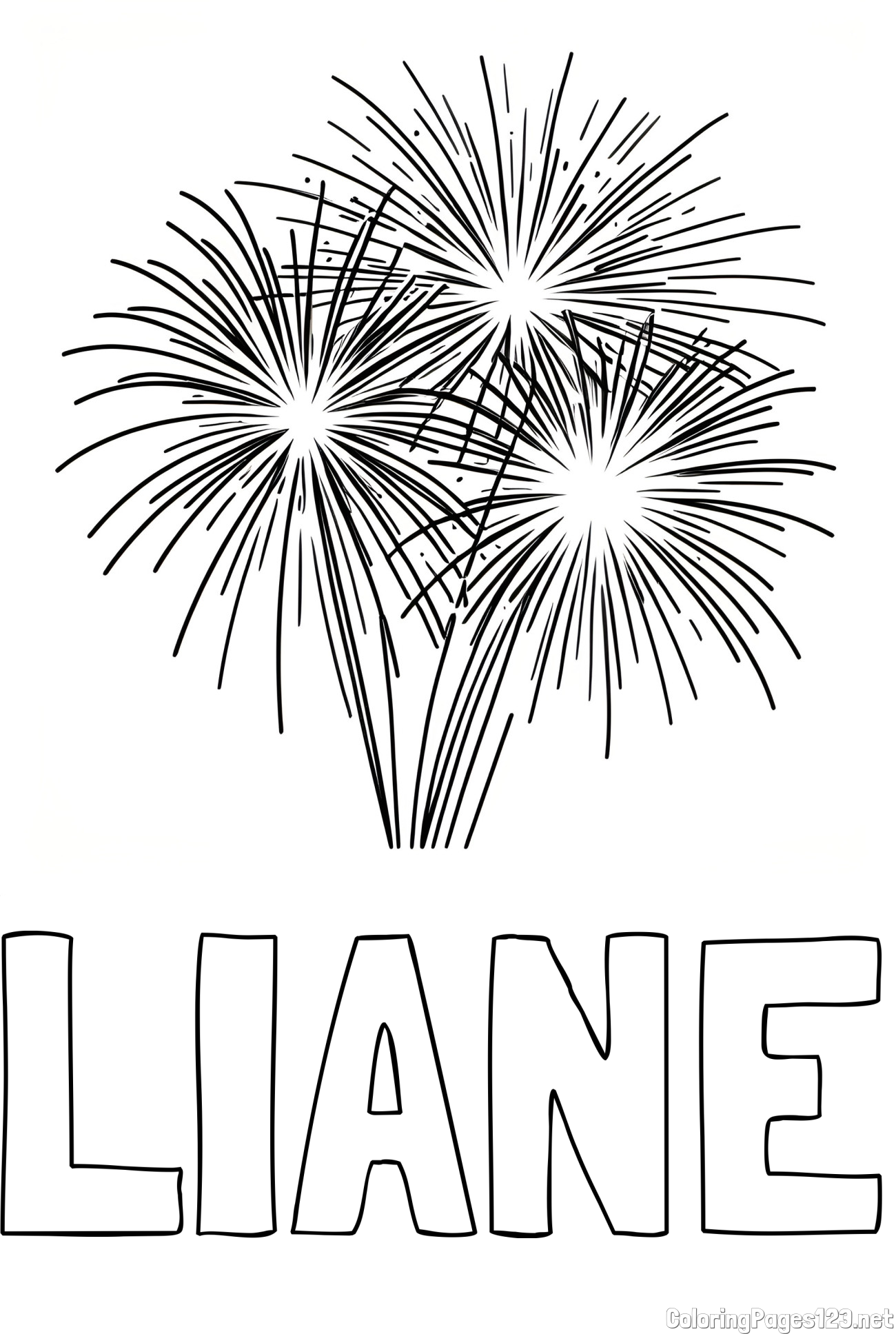 LIANE Coloring Page and Beautiful Fireworks Coloring Page