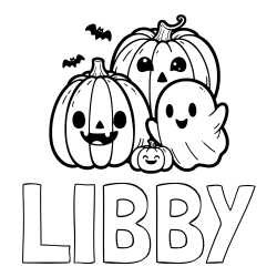Online Created Coloring Page - LIBBY Coloring Page and Halloween Pumpkin and Ghost Coloring Page