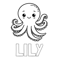 LILY Coloring Page alongside Easy Coloring Page of a Simple Octopus
