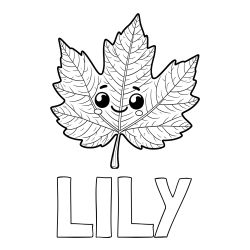 LILY Coloring Page and Smiling Leaf Coloring Page for Kids
