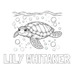 Online Created Coloring Page - LILY WHITAKER Coloring Page and Coloring Page of a Sea Turtle Swimming in the Ocean