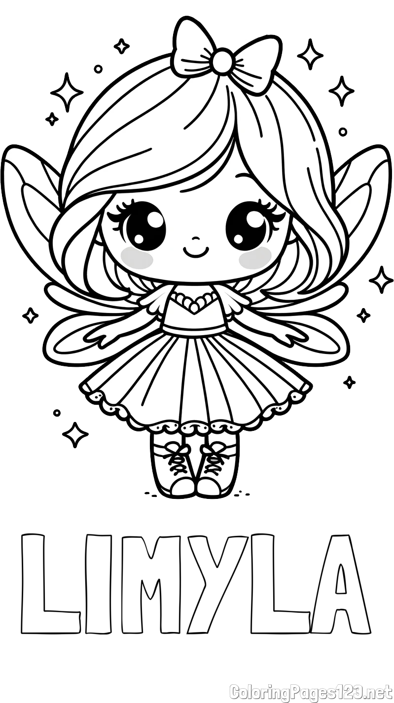 LIMYLA Coloring Page and Coloring Page of a Magical Fairy with a Cute Face