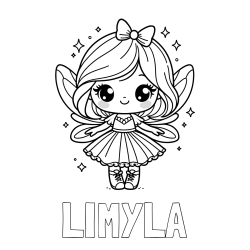 Online Created Coloring Page - LIMYLA Coloring Page and Coloring Page of a Magical Fairy with a Cute Face