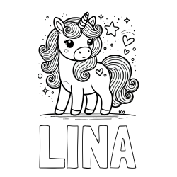 Online Created Coloring Page - LINA Coloring Page and Cute Unicorn Coloring Page