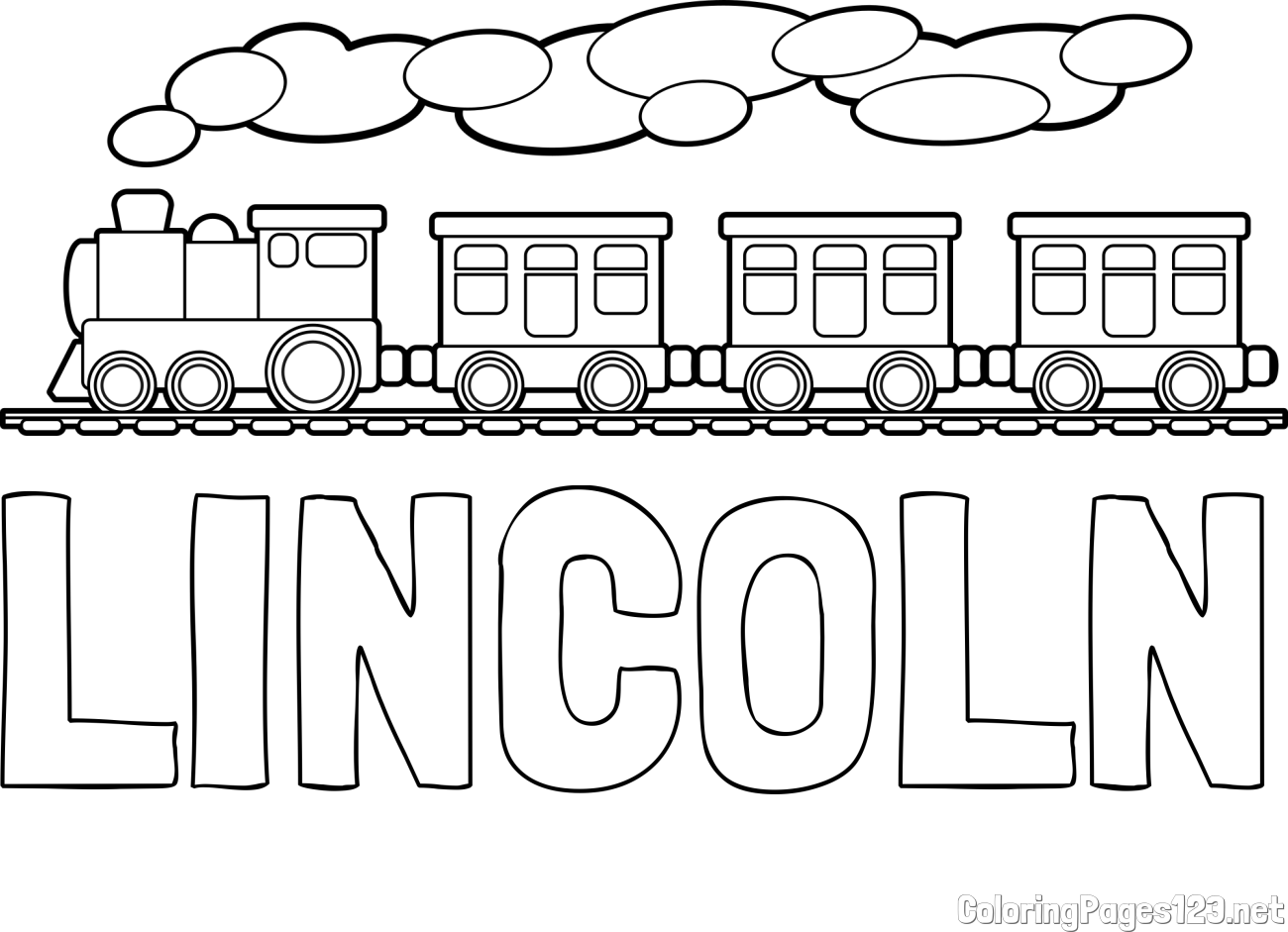 LINCOLN Coloring Page and Kids’ Steam Locomotive Coloring Page