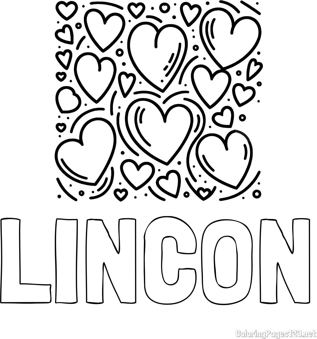 LINCON Coloring Page alongside Free Printable Coloring Page of Hearts
