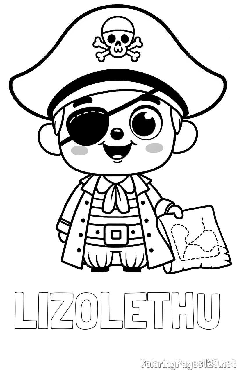 LIZOLETHU Coloring Page and Cute Pirate Coloring Page