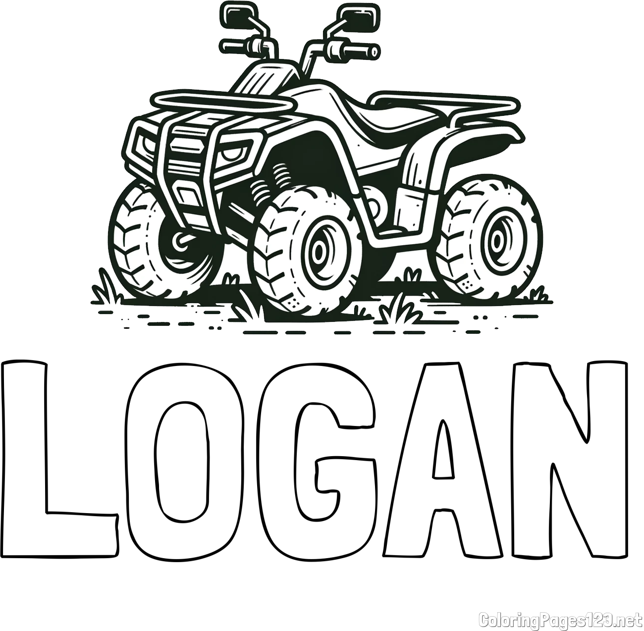 LOGAN Coloring Page and Four-Wheeler Coloring Page