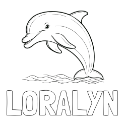 Online Created Coloring Page - LORALYN Coloring Page and Children's Coloring Page of a Smiling Dolphin Jumping