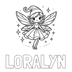 Online Created Coloring Page - LORALYN Coloring Page and Children's Coloring Page of a Wonderful Fairy