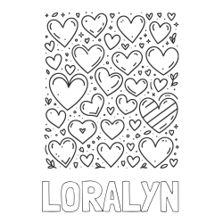 Online Created Coloring Page - LORALYN Coloring Page and Children's Coloring Page of Many Hearts