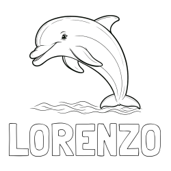 Online Created Coloring Page - LORENZO Coloring Page and Children's Coloring Page of a Smiling Dolphin Jumping