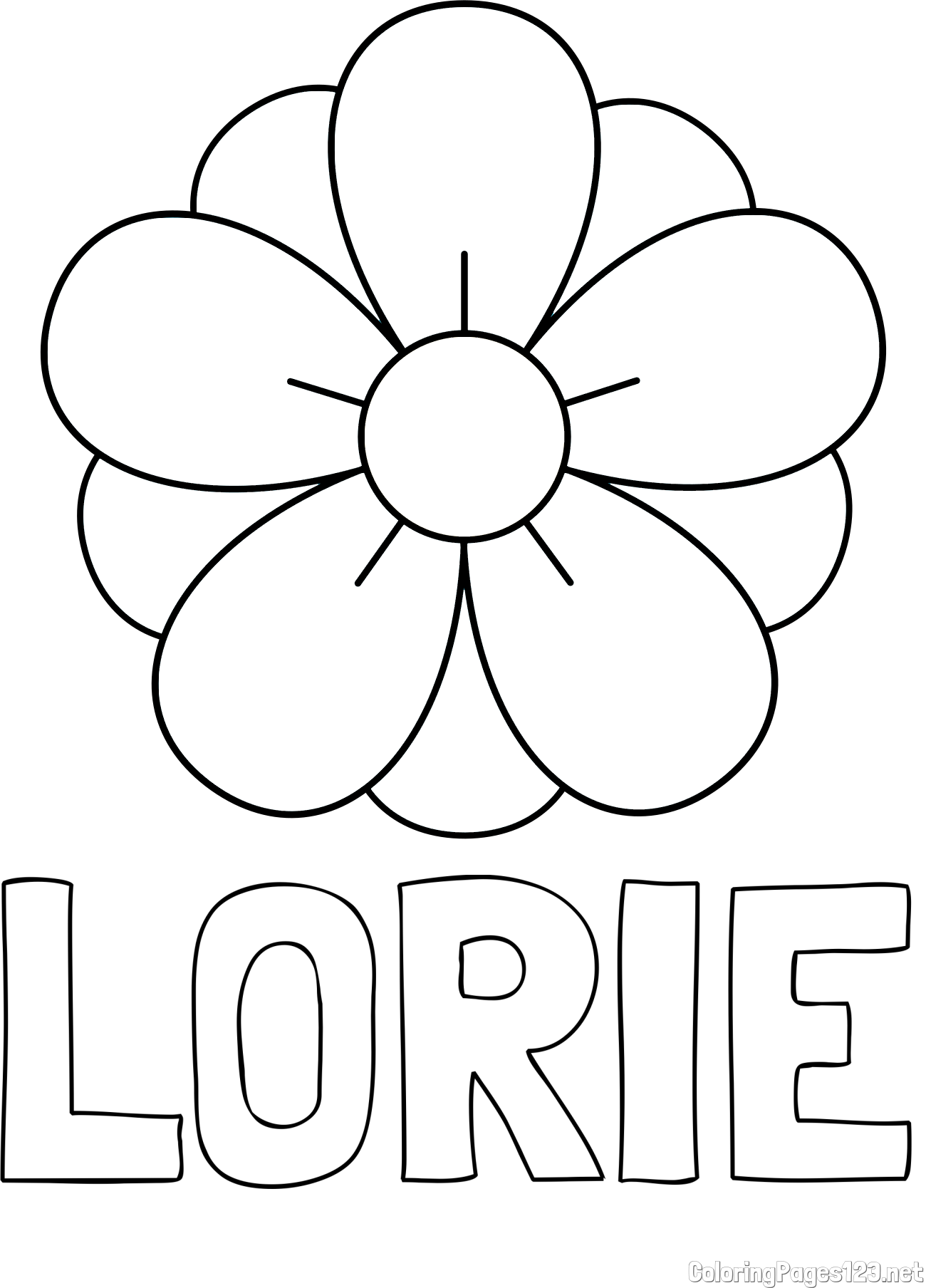 LORIE Coloring Page and Flower Without Stem Coloring Page