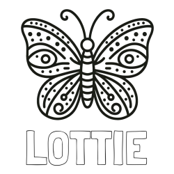 LOTTIE Coloring Page and Butterfly Coloring Page (Simple)