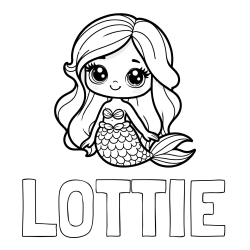 Online Created Coloring Page - LOTTIE Coloring Page and Coloring Page of a Very Cute Little Mermaid