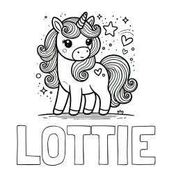 LOTTIE Coloring Page and Cute Unicorn Coloring Page