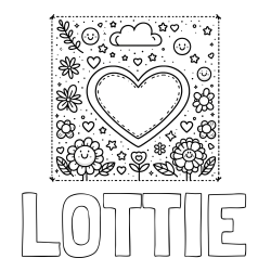 LOTTIE Coloring Page and Free Printable Coloring Page of Heart and Flowers