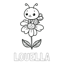 Online Created Coloring Page - LOUELLA Coloring Page and Coloring Page of a Cute Bee on a Flower