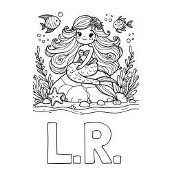 Online Created Coloring Page - L.R. Coloring Page and Coloring Page of a Cute Little Mermaid