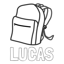 Online Created Coloring Page - LUCAS Coloring Page and School Backpack Coloring Page