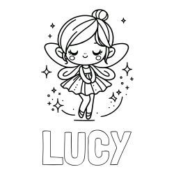 LUCY Coloring Page and Children's Coloring Page of a Magical Fairy