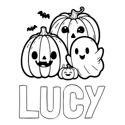 Online Created Coloring Page - LUCY Coloring Page and Halloween Pumpkin and Ghost Coloring Page
