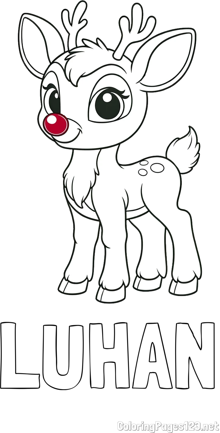 LUHAN Coloring Page and Coloring Page of a Cute Deer (Rudolph)
