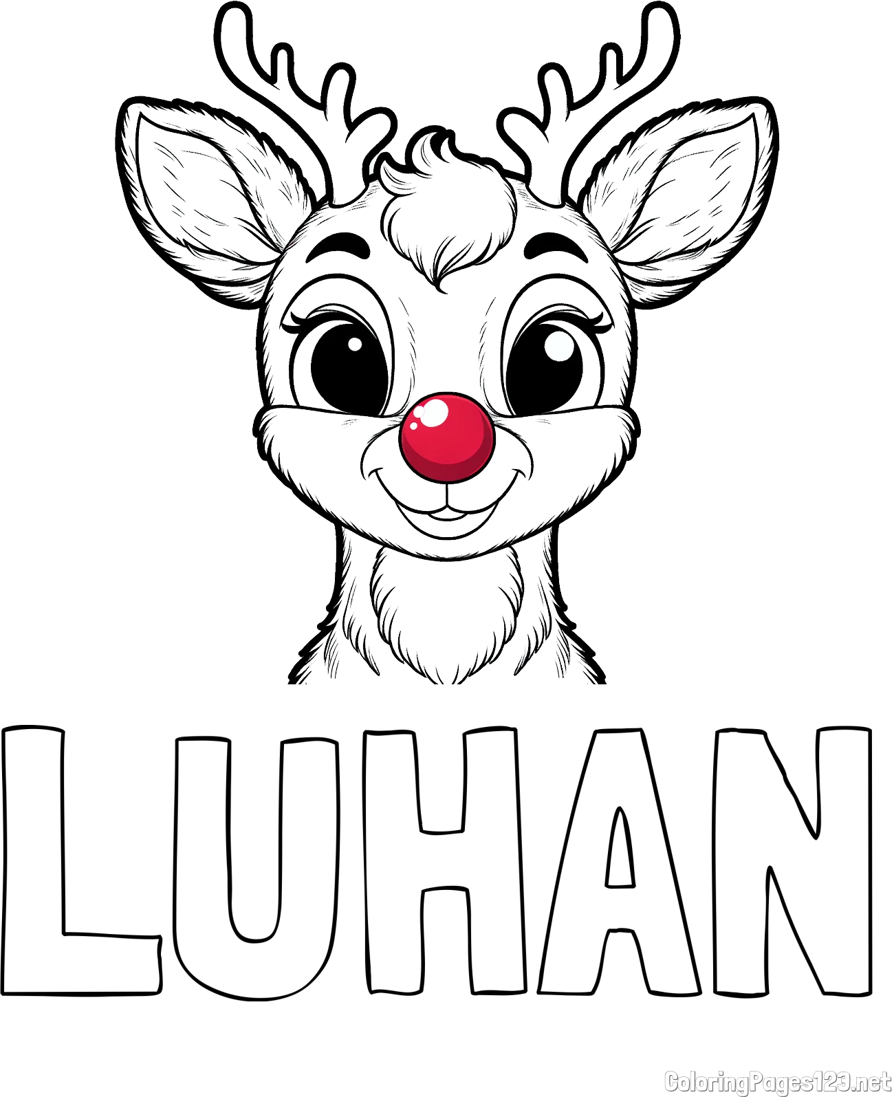 LUHAN Coloring Page and Coloring Page of Rudolph the Red-Nosed Reindeer