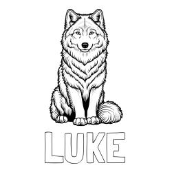LUKE Coloring Page and Beautiful Wolf Coloring Page