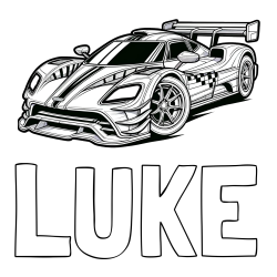 Online Created Coloring Page - LUKE Coloring Page and Coloring Page of a Futuristic Racing Car