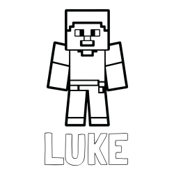 Online Created Coloring Page - LUKE Coloring Page and Minecraft Steve Coloring Page