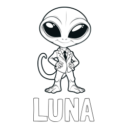 LUNA Coloring Page and Alien Coloring Page