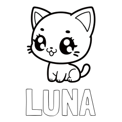 Online Created Coloring Page - LUNA Coloring Page and Coloring Page of an Anime Cat
