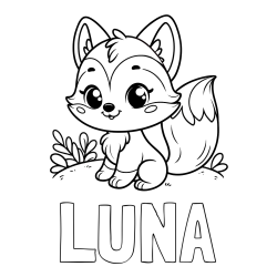 Online Created Coloring Page - LUNA Coloring Page and Cute Fox Coloring Page