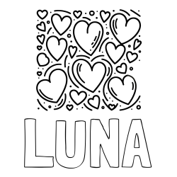 Online Created Coloring Page - LUNA Coloring Page and Free Printable Coloring Page of Hearts