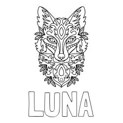 Online Created Coloring Page - LUNA Coloring Page and Wolf Mandala Coloring Page