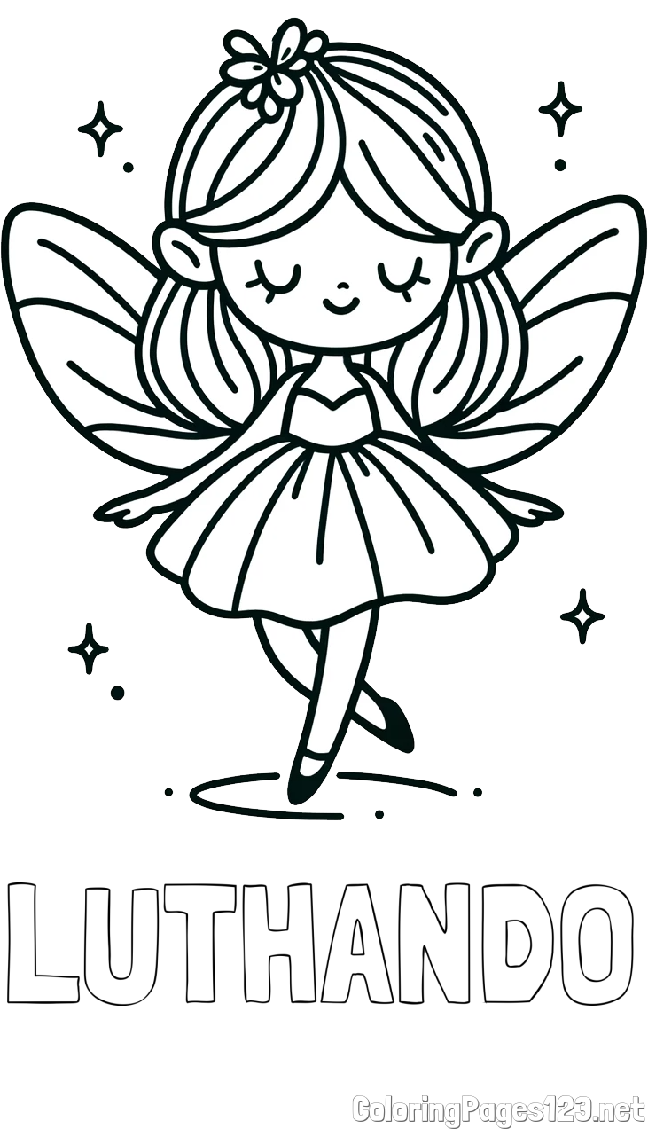 LUTHANDO Coloring Page and Simple Coloring Page of a Magical Fairy