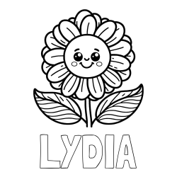 Online Created Coloring Page - LYDIA Coloring Page and Smiling Flower Coloring Page