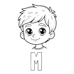 Online Created Coloring Page - M Coloring Page and Boy Face Coloring Page