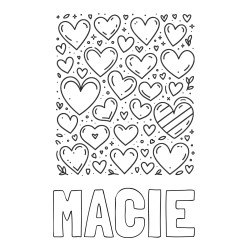 Online Created Coloring Page - MACIE Coloring Page and Children's Coloring Page of Many Hearts