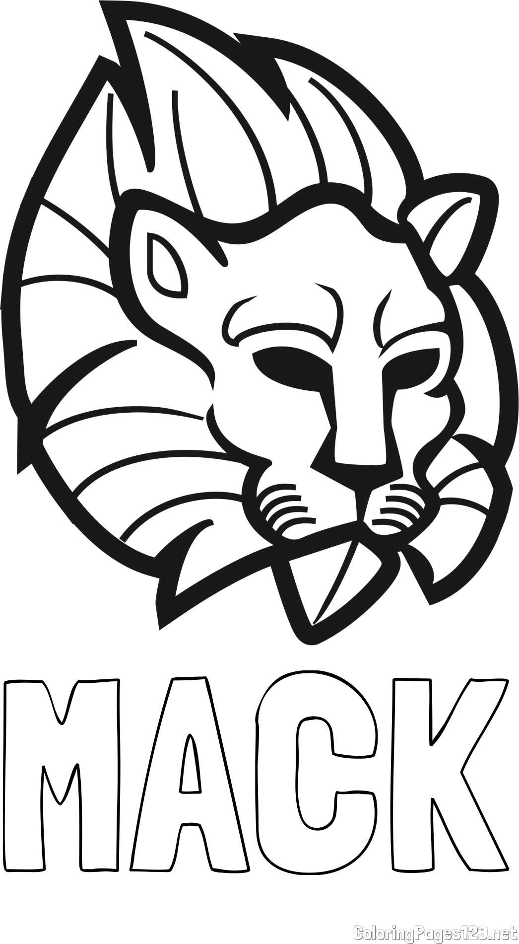 MACK Coloring Page and Abstract Lion Face Coloring Page