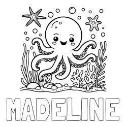Online Created Coloring Page - MADELINE Coloring Page alongside Coloring Page of a Cute Octopus in the Ocean