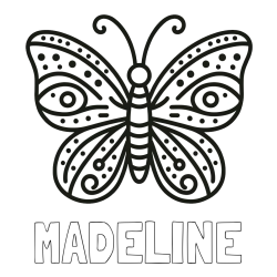 Online Created Coloring Page - MADELINE Coloring Page and Butterfly Coloring Page (Simple)